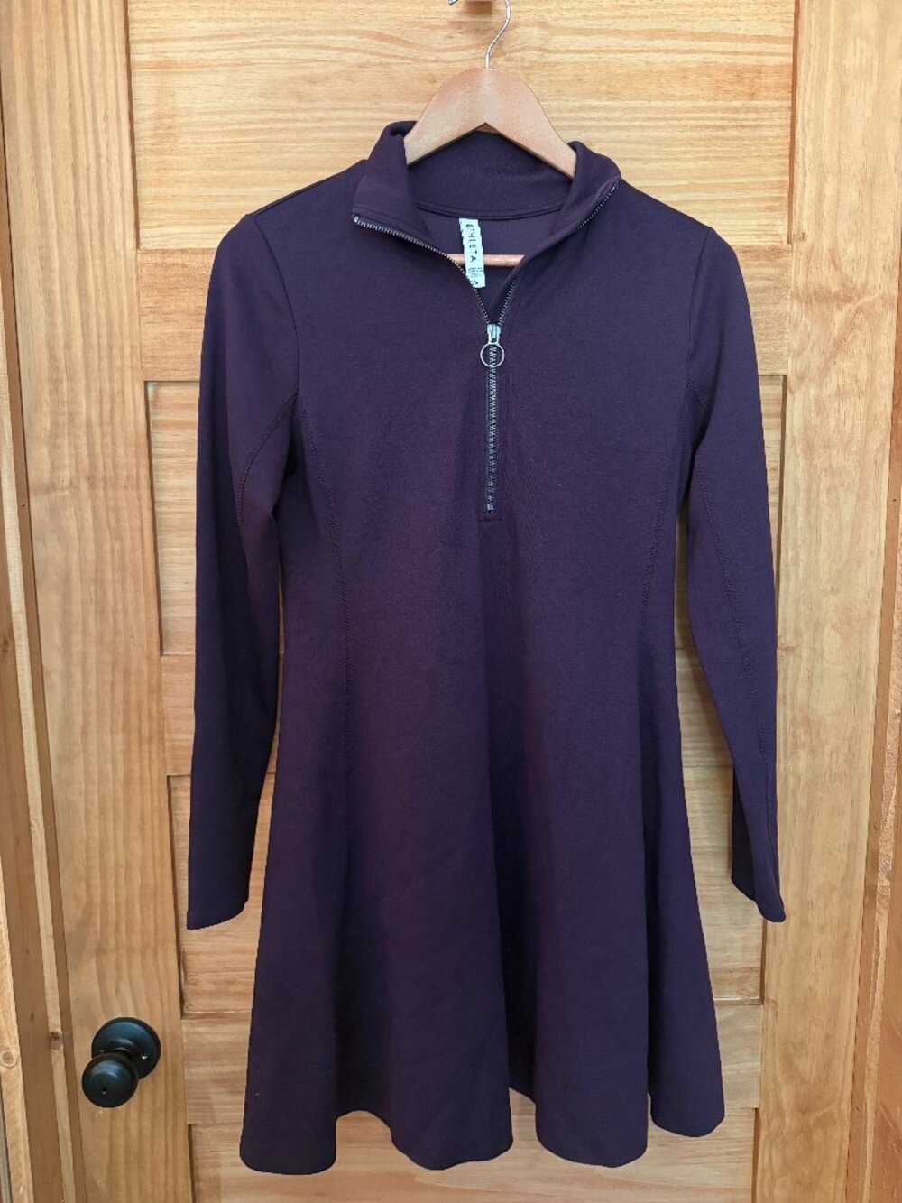 Athleta Deep Dive Dark Plum Purple Athletic Quarter Zip A Line Dress size S